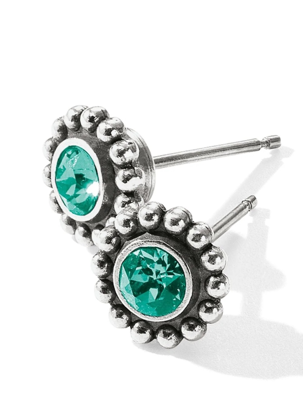 Brighton Silver-Tone Emerald Green Crystal Stud Earrings - Women Jewelry
